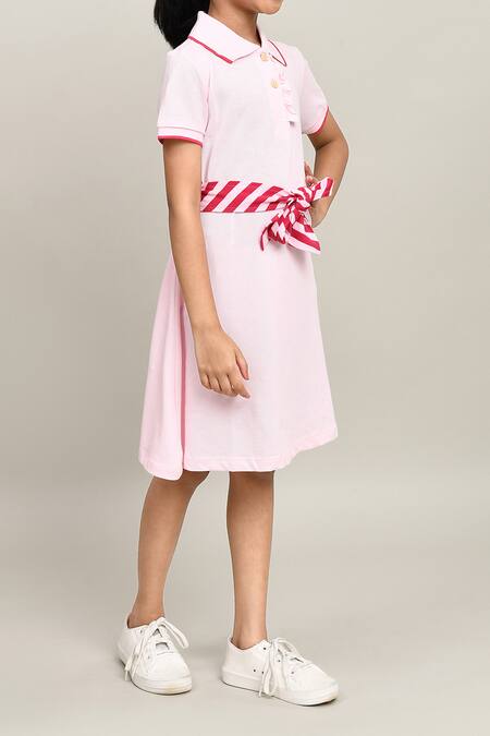 Buy_Petite Pomme_Pink Cotton Girls Dress _Online_at_Aza_Fashions