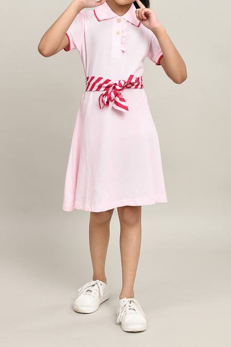 Shop_Petite Pomme_Pink Cotton Girls Dress _Online_at_Aza_Fashions