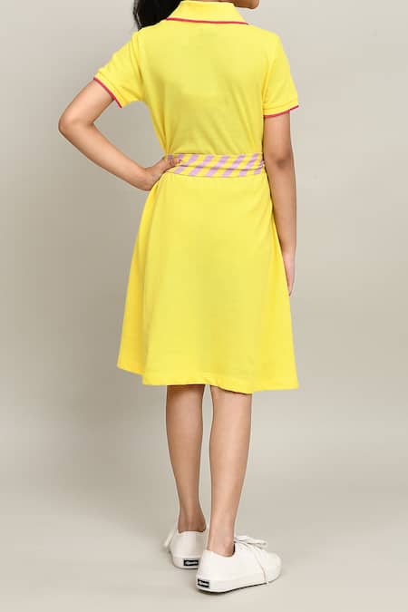 Petite Pomme Girls Cotton Dress With Contrast Tie 