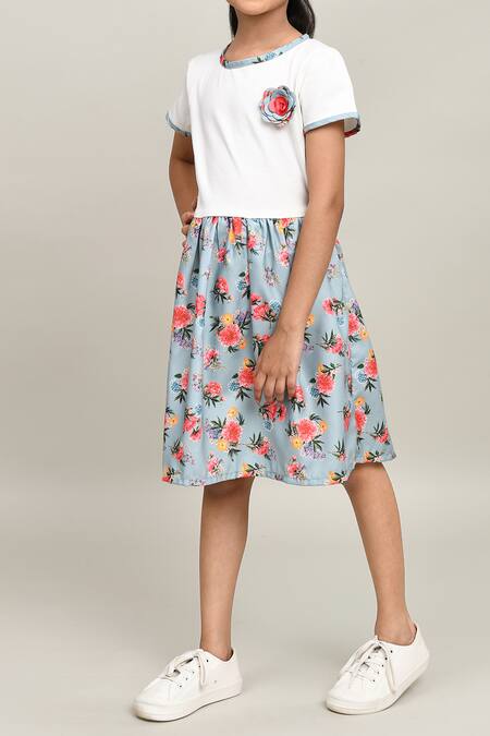 Buy_Petite Pomme_Off White Cotton Printed Dress _Online_at_Aza_Fashions