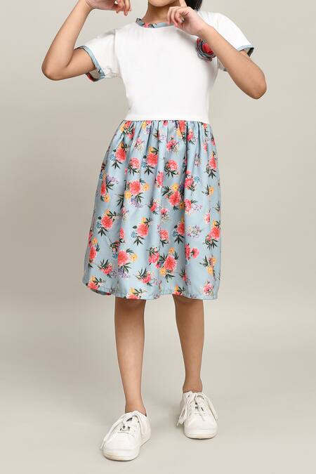 Petite Pomme_Off White Cotton Printed Dress _at_Aza_Fashions