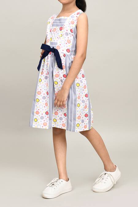 Buy_Petite Pomme_Gray Cotton Sleeveless Frock With Belt _Online_at_Aza_Fashions