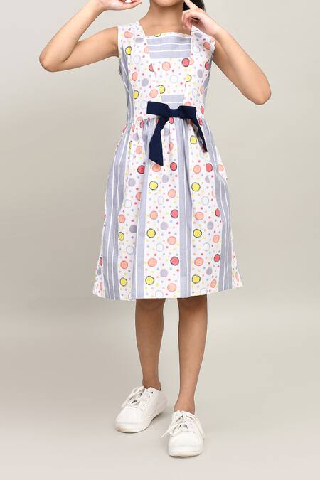 Shop_Petite Pomme_Gray Cotton Sleeveless Frock With Belt _Online_at_Aza_Fashions