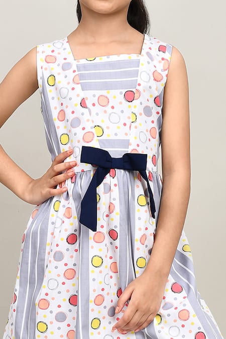 Buy_Petite Pomme_Gray Cotton Sleeveless Frock With Belt 