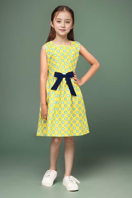 Petite Pomme Cotton Sleeveless Polka Dot Frock 