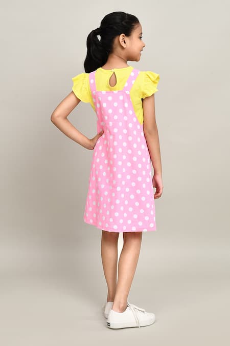 Petite Pomme Polka Dungarees Dress Set 
