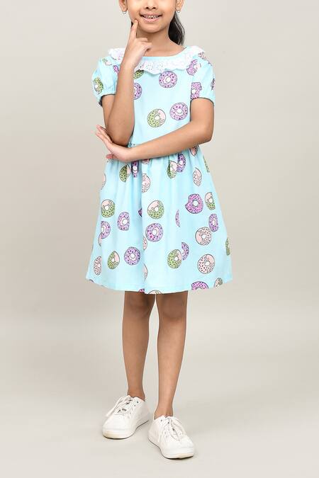 Petite Pomme_Blue Cotton Sky Aop Baby Girls Dress _Online_at_Aza_Fashions