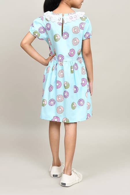 Petite Pomme Sky Blue AOP Baby Girls Dress 