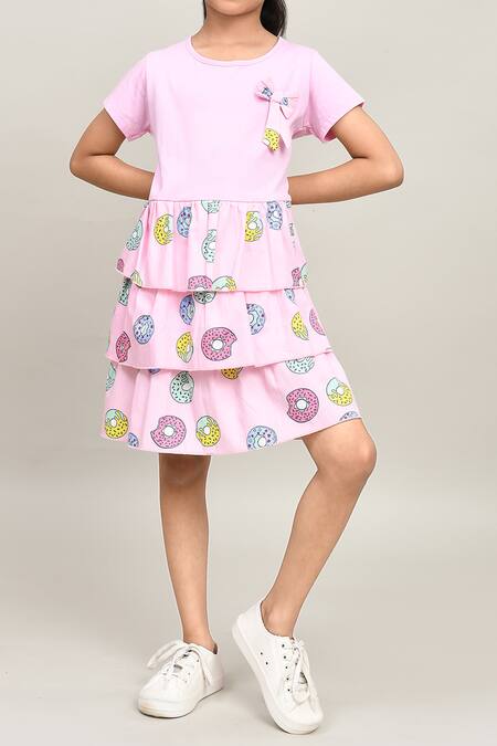 Petite Pomme_Pink Cotton Light Aop Baby Girls Dress _at_Aza_Fashions