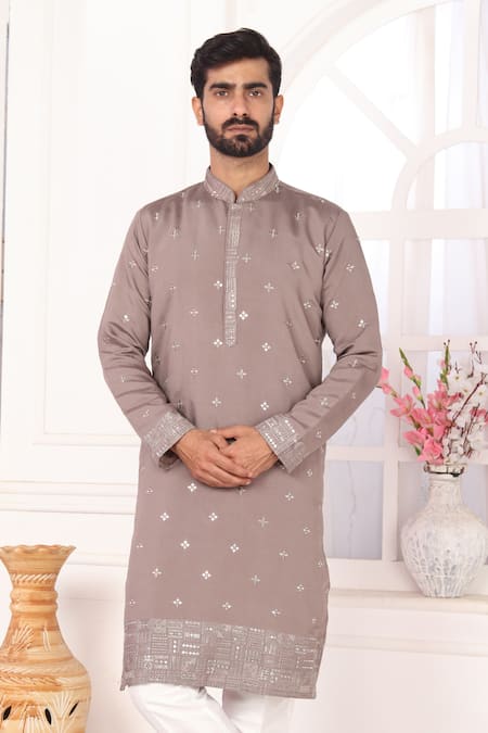 Arihant Rai Sinha Embroidered Art Silk Brown Straight Kurta 