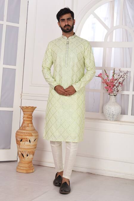 Buy_Arihant Rai Sinha_Silk Embroidery Art Straight Kurta _Online_at_Aza_Fashions
