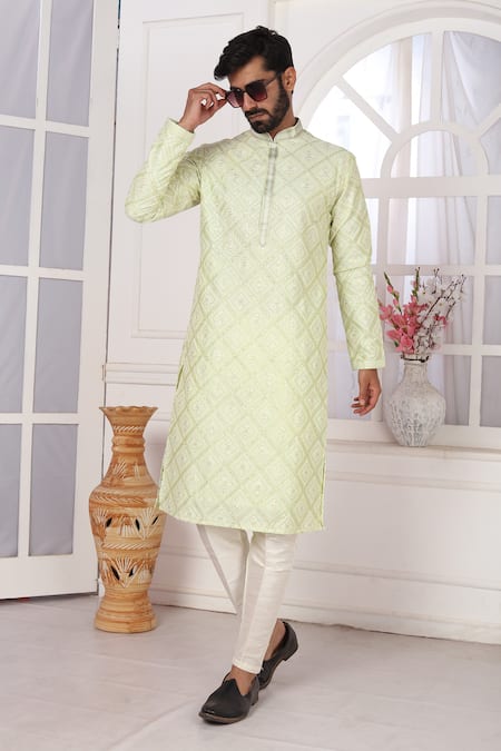 Arihant Rai Sinha_Silk Embroidery Art Straight Kurta _at_Aza_Fashions
