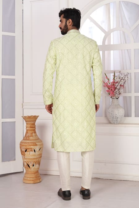 Shop_Arihant Rai Sinha_Silk Embroidery Art Straight Kurta _at_Aza_Fashions