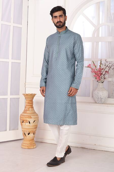 Arihant Rai Sinha_Green Silk Embroidery Kurta Set With Aligadhi Pant _at_Aza_Fashions
