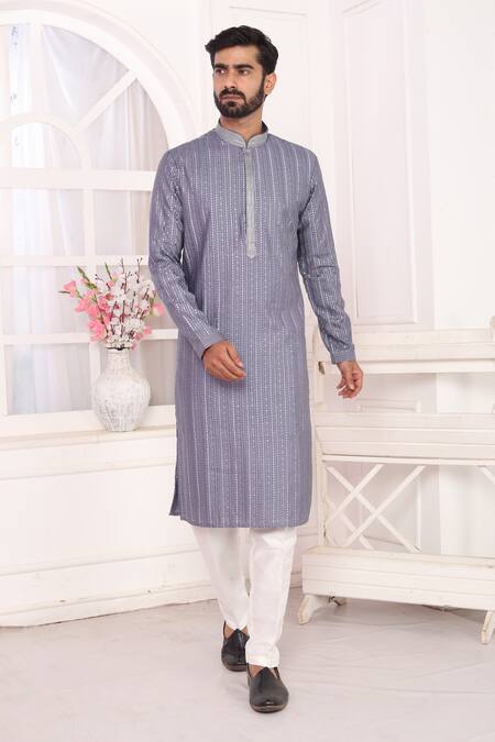 Arihant Rai Sinha_Purple Silk Embroidery Kurta Set With Aligadhi Pant _at_Aza_Fashions