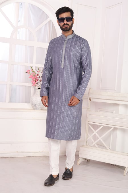 Buy_Arihant Rai Sinha_Purple Silk Embroidery Kurta Set With Aligadhi Pant 