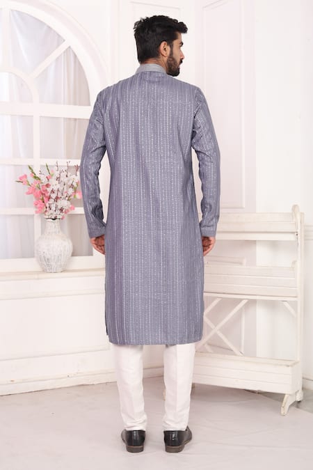 Arihant Rai Sinha_Purple Silk Embroidery Kurta Set With Aligadhi Pant _Online_at_Aza_Fashions