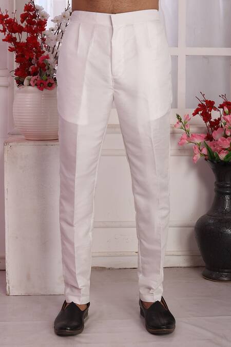 Arihant Rai Sinha_Black Silk Embroidery Kurta Set With Off White Pant _Online_at_Aza_Fashions