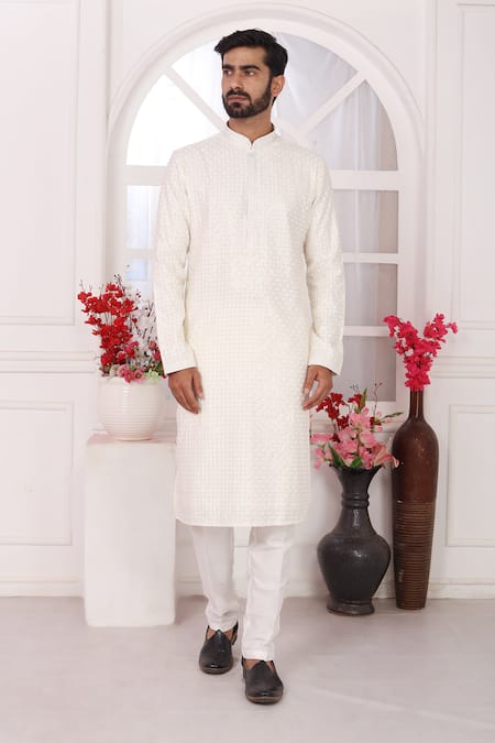 Shop_Arihant Rai Sinha_Cream Silk Embroidery Straight Kurta 