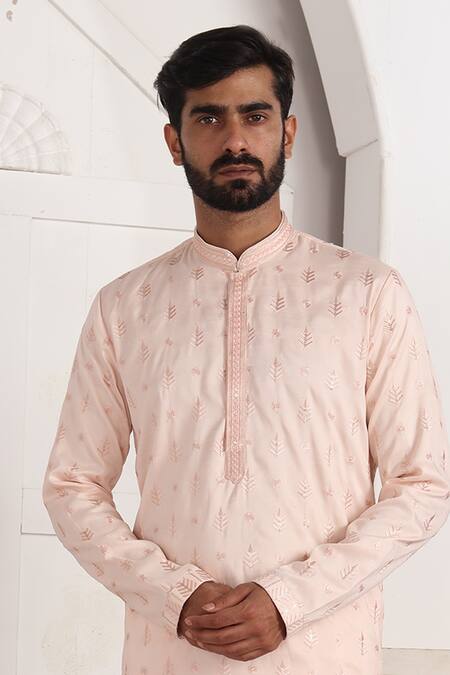 Buy Arihant Rai Sinha Pink Silk Embroidery Straight Kurta And Aligadhi Pant Set Online at Aza Fashions Buy_Arihant Rai Sinha_Pink Silk Embroidery Straight Kurta And Aligadhi Pant Set _Online_at_Aza_Fashions