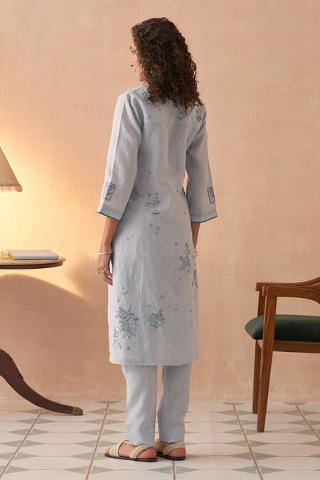 Kasturi Kundal Embroidered Powder Blue Kurta Set 