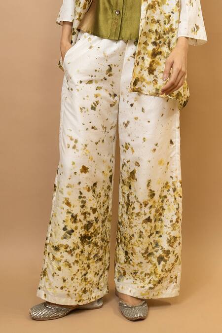 Krishna Mehta Olive Green Silk Open Neck Ombre Jacket at Aza Fashions Krishna Mehta_Olive Green Silk Open Neck Ombre Jacket _at_Aza_Fashions