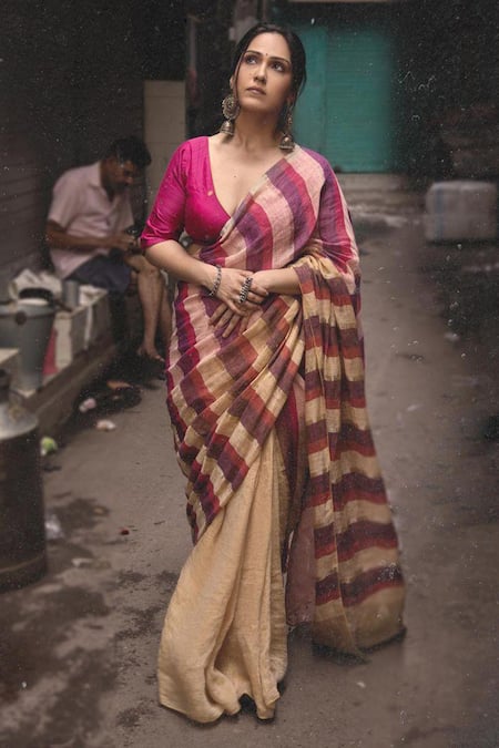 Dressfolk Lovestruck Handwoven Stripe Saree 