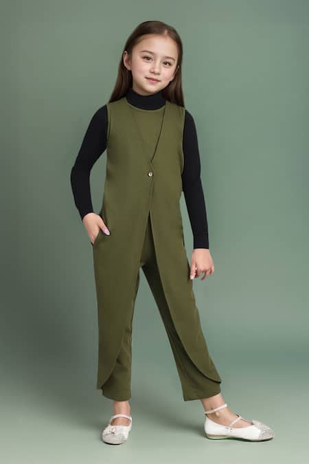 Petite Pomme Single Button Flap Jumpsuit 