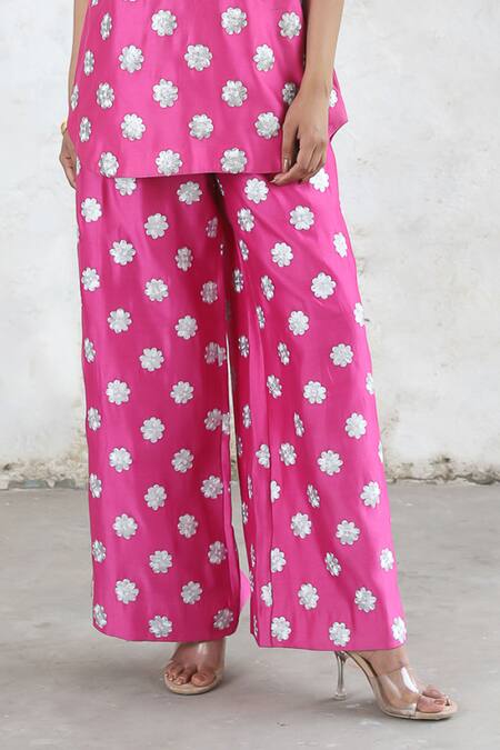 Shop Saksham & Neharicka Pink Cotton, Silk Embroidery V-neck Hand Tunic Online at Aza Fashions Shop_Saksham & Neharicka_Pink Cotton, Silk Embroidery V-neck Hand Tunic _Online_at_Aza_Fashions