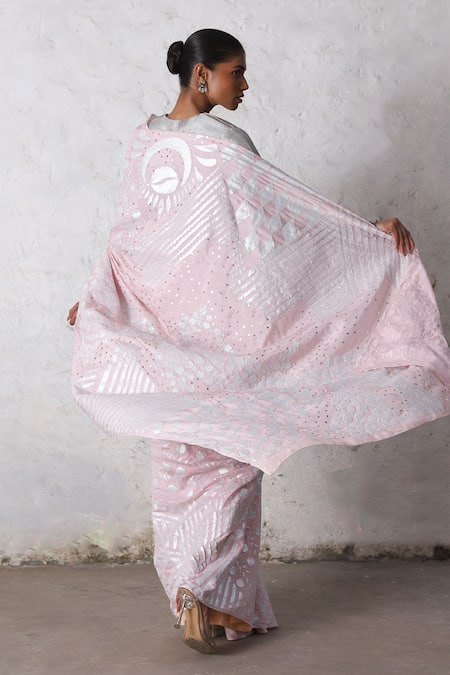 Saksham & Neharicka Cherry Blossom Applique Saree Set 