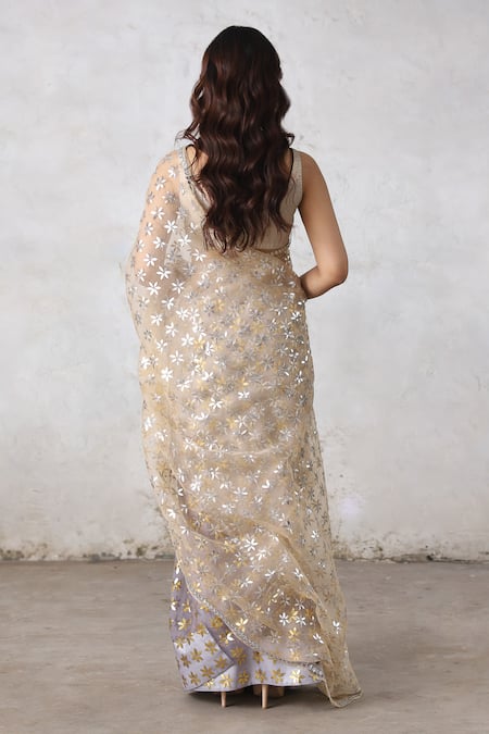 Saksham & Neharicka Half-and-Half Gota Patti Saree Set 