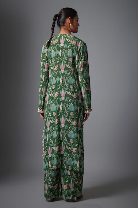 Payal Singhal Embroidered Green Island Print Kurta Set 