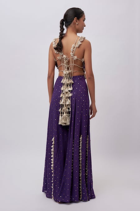 Payal Singhal Embroidered Purple Georgette Choli & Sharara Set 