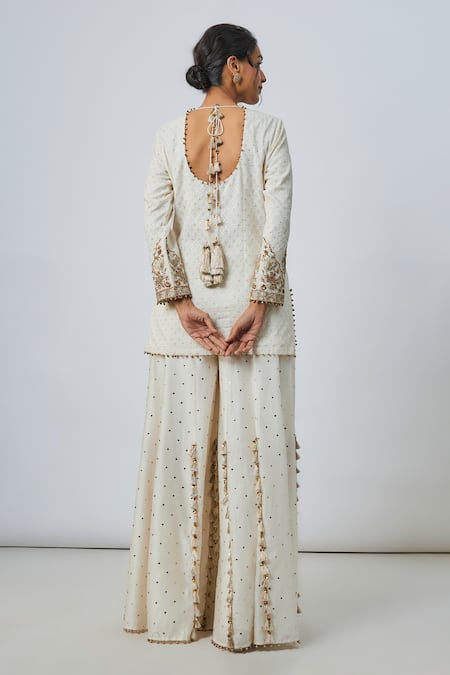 Payal Singhal Embroidered Off White Kurta & Sharara Set 
