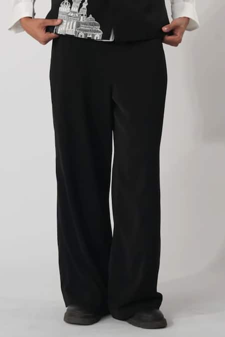 Orthodox_Black Wide-legged Trousers _Online_at_Aza_Fashions