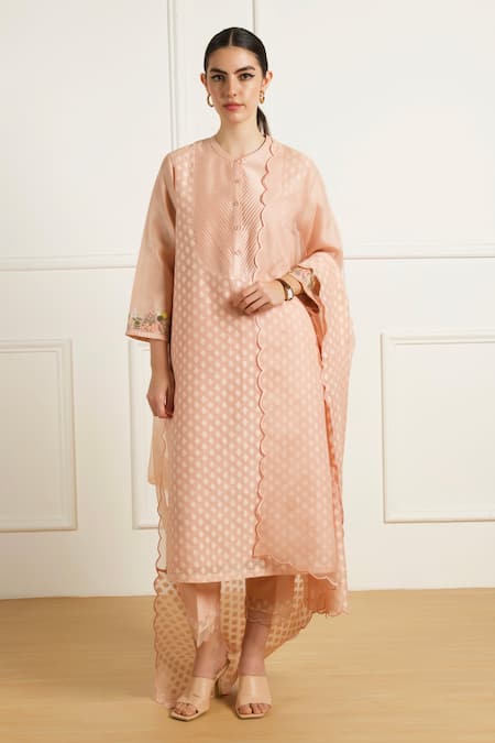 Arcvsh by Pallavi Singh Rose Brocade Tunic & Silk Chanderi Pants 
