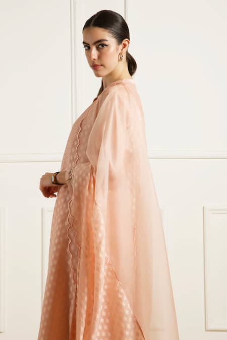 Arcvsh By Pallavi Singh Rose Gold Brocade, Silk, Chanderi, Organza Embroidery Collared Kurta Set Online at Aza Fashions Arcvsh By Pallavi Singh_Rose Gold Brocade, Silk, Chanderi, Organza Embroidery Collared Kurta Set _Online_at_Aza_Fashions