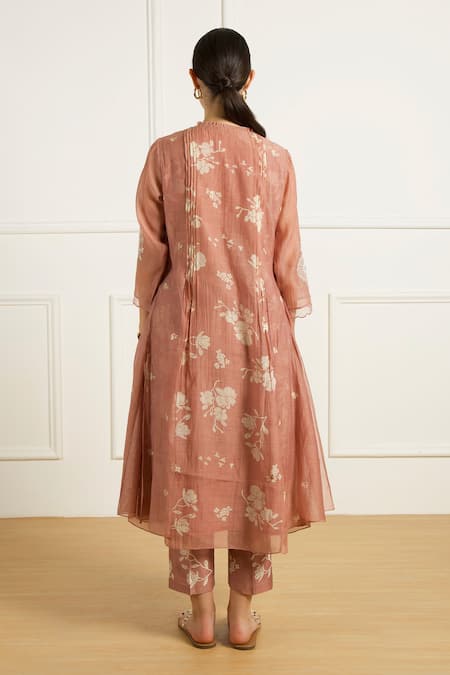 Arcvsh By Pallavi Singh Almond Pleated Kurta Set 