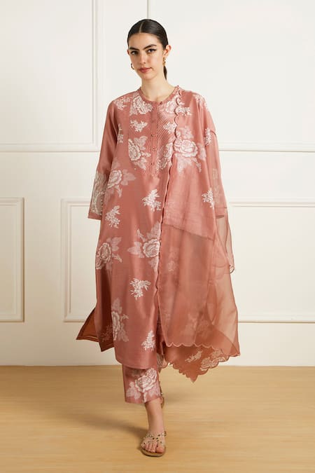 Arcvsh By Pallavi Singh Peach Discharge Print Kurta Set 