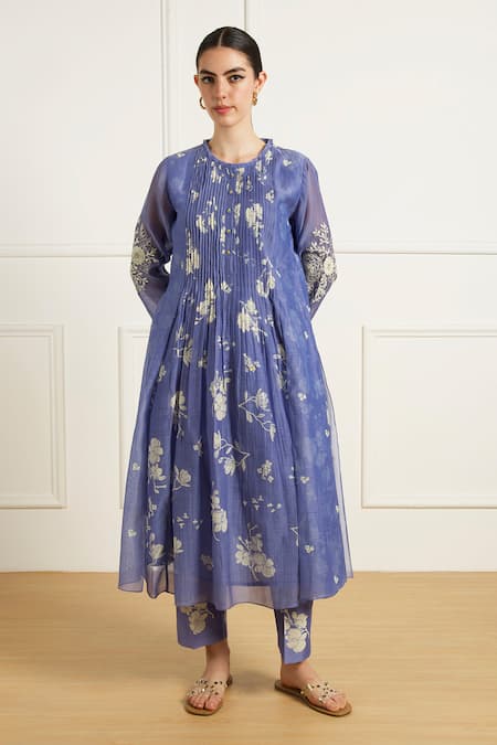 Arcvsh by Pallavi Singh Twilight Pleated Tunic & Printed Pants Set 