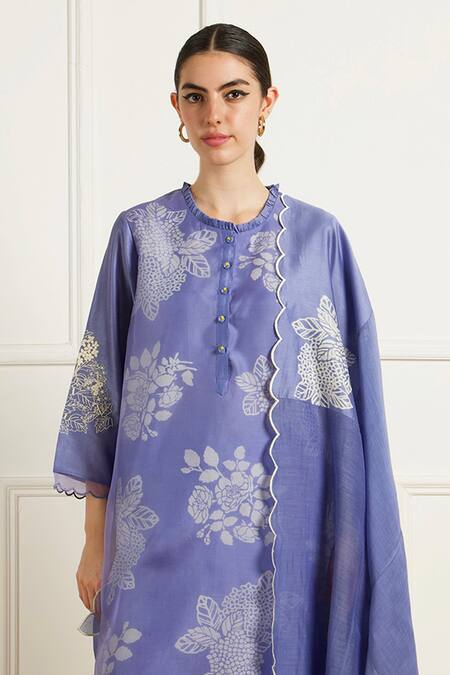 Arcvsh By Pallavi Singh Blue Silk, Chanderi, Organza Embroidery Round Twilight Double Layer Tunic Set Online at Aza Fashions Arcvsh By Pallavi Singh_Blue Silk, Chanderi, Organza Embroidery Round Twilight Double Layer Tunic Set _Online_at_Aza_Fashions