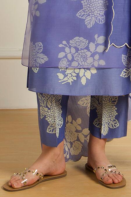 Arcvsh By Pallavi Singh Blue Silk, Chanderi, Organza Embroidery Round Twilight Double Layer Tunic Set Online at Aza Fashions Arcvsh By Pallavi Singh_Blue Silk, Chanderi, Organza Embroidery Round Twilight Double Layer Tunic Set _Online_at_Aza_Fashions