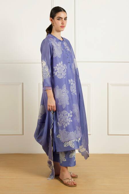 Buy Arcvsh By Pallavi Singh Blue Silk, Chanderi, Organza Embroidery Round Twilight Double Layer Tunic Set Online at Aza Fashions Buy_Arcvsh By Pallavi Singh_Blue Silk, Chanderi, Organza Embroidery Round Twilight Double Layer Tunic Set _Online_at_Aza_Fashions