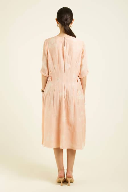 Arcvsh By Pallavi Singh Pleated Midi Dress With Embroidery 