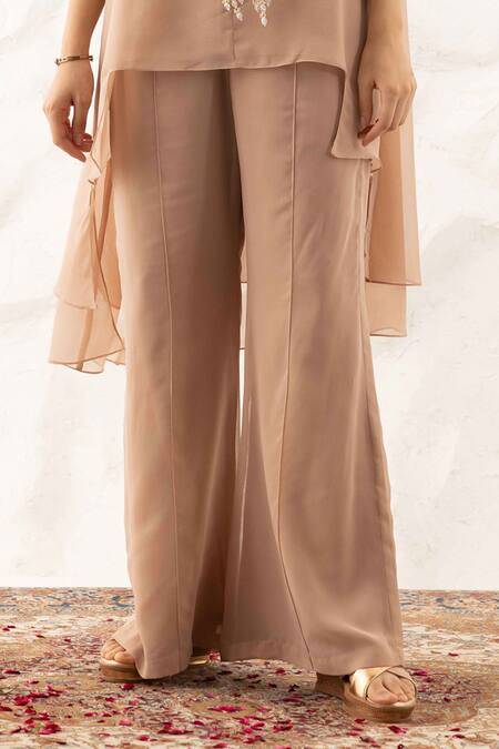 Buy Ajiesh Oberoi Beige Georgette, Muslin Crystals Round Neck Applique Yoke Work Kurta Set Online at Aza Fashions Buy_Ajiesh Oberoi_Beige Georgette, Muslin Crystals Round Neck Applique Yoke Work Kurta Set _Online_at_Aza_Fashions