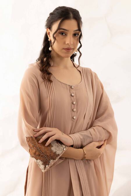 Buy Ajiesh Oberoi Beige Georgette, Muslin Embroidery, Applique Patiyala Kurta Set With Dupatta Online at Aza Fashions Buy_Ajiesh Oberoi_Beige Georgette, Muslin Embroidery, Applique Patiyala Kurta Set With Dupatta _Online_at_Aza_Fashions
