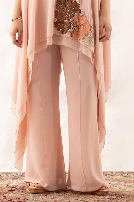 Ajiesh Oberoi Rose Gold Georgette Applique Embroidered Kurta Set Online at Aza Fashions Ajiesh Oberoi_Rose Gold Georgette Applique Embroidered Kurta Set _Online_at_Aza_Fashions