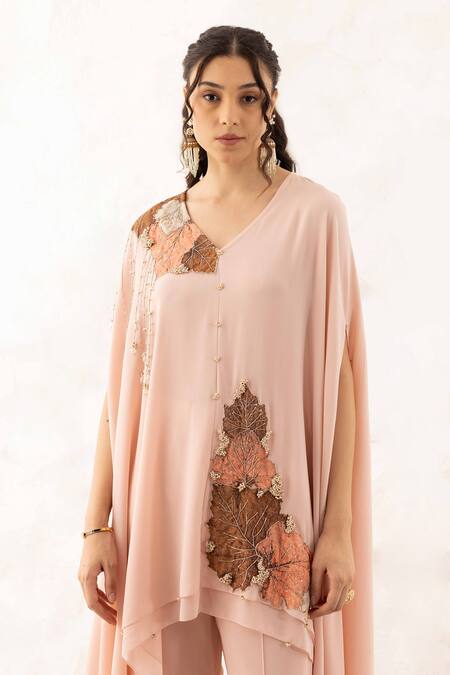 Shop Ajiesh Oberoi Rose Gold Georgette Applique Embroidered Kurta Set Online at Aza Fashions Shop_Ajiesh Oberoi_Rose Gold Georgette Applique Embroidered Kurta Set _Online_at_Aza_Fashions
