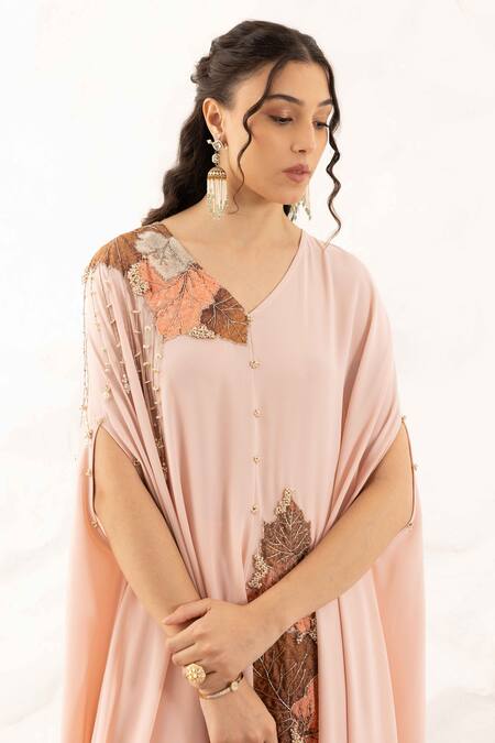 Ajiesh Oberoi Rose Gold Georgette Applique Embroidered Kurta Set at Aza Fashions Ajiesh Oberoi_Rose Gold Georgette Applique Embroidered Kurta Set _at_Aza_Fashions