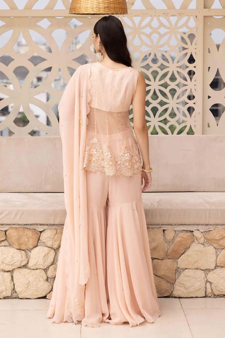Ajiesh Oberoi Applique Peplum Short Kurta Set 